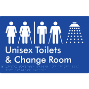 Braille Sign Unisex Ambulant Toilets, Shower & Change Room Air Lock - Braille Tactile Signs Aust. - BTS416-AL-blu - Custom Signs - Fast Shipping - High Quality - Australian Made &amp; Owned
