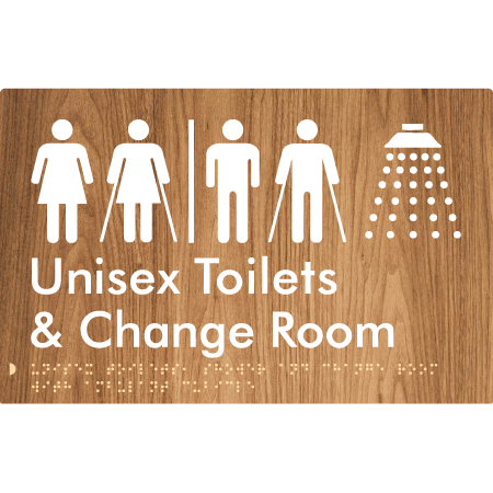 Braille Sign Unisex Ambulant Toilets, Shower & Change Room Air Lock - Braille Tactile Signs Aust. - BTS416-AL-wdg - Custom Signs - Fast Shipping - High Quality - Australian Made &amp; Owned