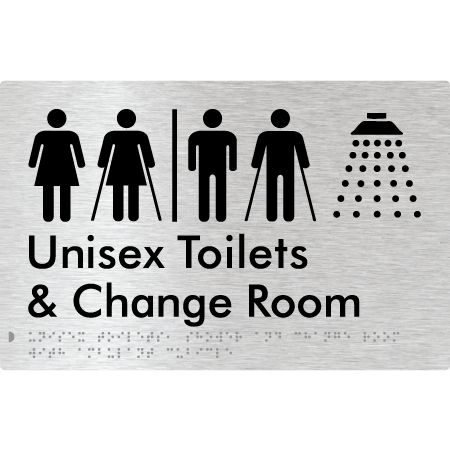 Braille Sign Unisex Ambulant Toilets, Shower & Change Room Air Lock - Braille Tactile Signs Aust. - BTS416-AL-aliB - Custom Signs - Fast Shipping - High Quality - Australian Made &amp; Owned