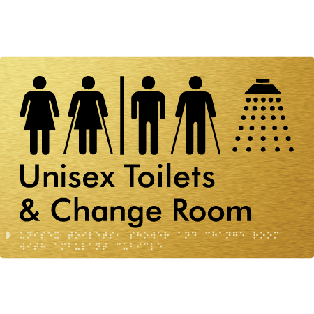 Braille Sign Unisex Ambulant Toilets, Shower & Change Room Air Lock - Braille Tactile Signs Aust. - BTS416-AL-aliG - Custom Signs - Fast Shipping - High Quality - Australian Made &amp; Owned