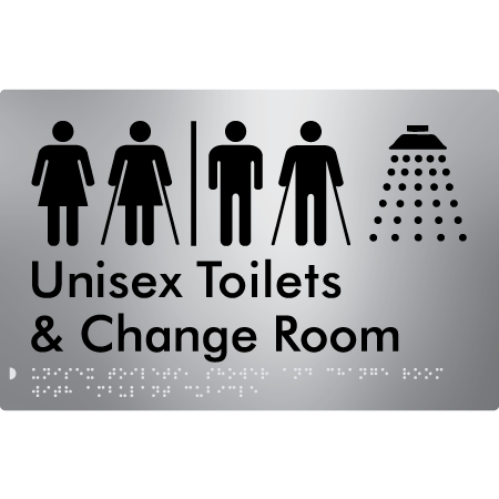 Braille Sign Unisex Ambulant Toilets, Shower & Change Room Air Lock - Braille Tactile Signs Aust. - BTS416-AL-aliS - Custom Signs - Fast Shipping - High Quality - Australian Made &amp; Owned