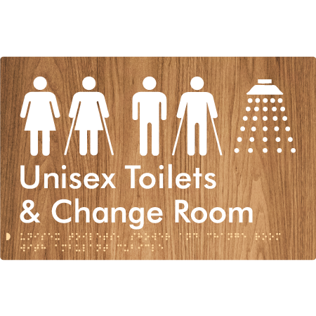 Braille Sign Unisex Ambulant Toilets, Shower & Change Room - Braille Tactile Signs Aust. - BTS416-wdg - Custom Signs - Fast Shipping - High Quality - Australian Made &amp; Owned