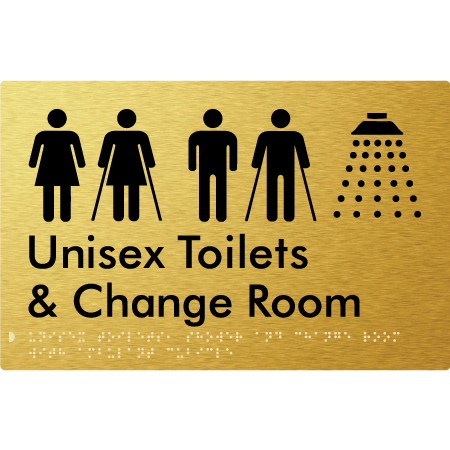 Braille Sign Unisex Ambulant Toilets, Shower & Change Room - Braille Tactile Signs Aust. - BTS416-aliG - Custom Signs - Fast Shipping - High Quality - Australian Made &amp; Owned