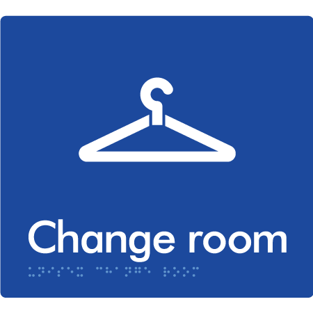 Braille Sign Unisex Change Room - Braille Tactile Signs Aust. - BTS144-blu - Custom Signs - Fast Shipping - High Quality - Australian Made &amp; Owned