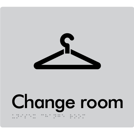 Braille Sign Unisex Change Room - Braille Tactile Signs Aust. - BTS144-slv - Custom Signs - Fast Shipping - High Quality - Australian Made &amp; Owned