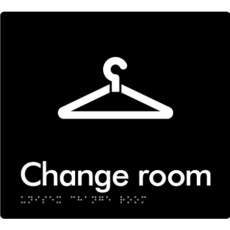 Braille Sign Unisex Change Room - Braille Tactile Signs Aust. - BTS144-blk - Custom Signs - Fast Shipping - High Quality - Australian Made &amp; Owned