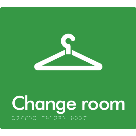 Braille Sign Unisex Change Room - Braille Tactile Signs Aust. - BTS144-grn - Custom Signs - Fast Shipping - High Quality - Australian Made &amp; Owned