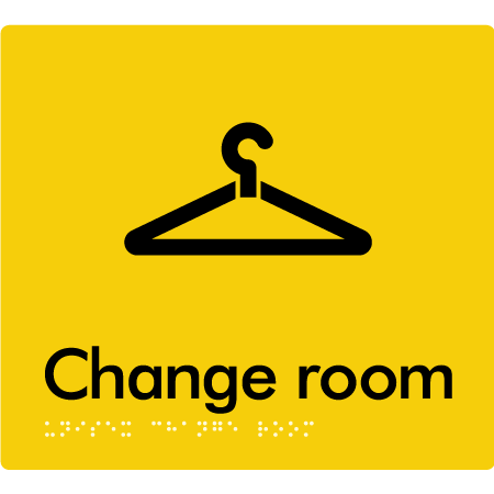 Braille Sign Unisex Change Room - Braille Tactile Signs Aust. - BTS144-yel - Custom Signs - Fast Shipping - High Quality - Australian Made &amp; Owned