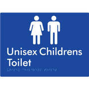 Braille Sign Unisex Childrens Toilet - Braille Tactile Signs Aust. - BTS355-blu - Custom Signs - Fast Shipping - High Quality - Australian Made &amp; Owned
