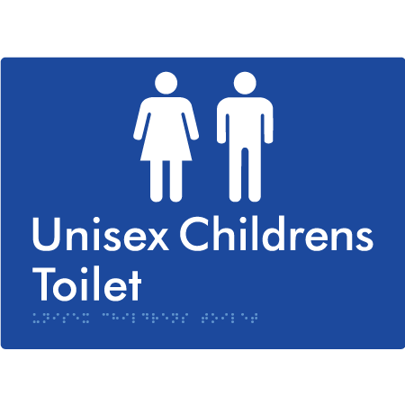 Braille Sign Unisex Childrens Toilet - Braille Tactile Signs Aust. - BTS355-blu - Custom Signs - Fast Shipping - High Quality - Australian Made &amp; Owned