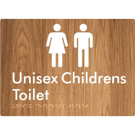 Braille Sign Unisex Childrens Toilet - Braille Tactile Signs Aust. - BTS355-wdg - Custom Signs - Fast Shipping - High Quality - Australian Made &amp; Owned