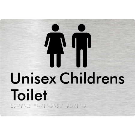Braille Sign Unisex Childrens Toilet - Braille Tactile Signs Aust. - BTS355-aliB - Custom Signs - Fast Shipping - High Quality - Australian Made &amp; Owned