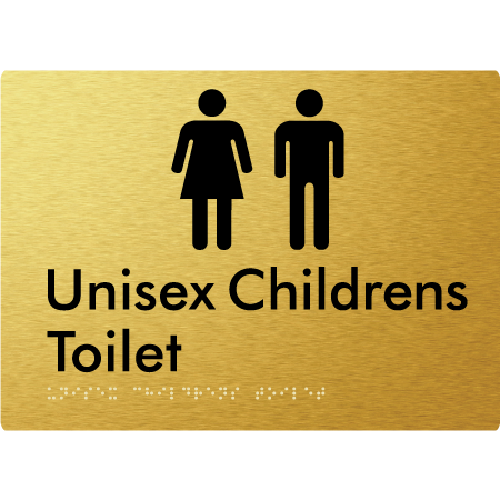 Braille Sign Unisex Childrens Toilet - Braille Tactile Signs Aust. - BTS355-aliG - Custom Signs - Fast Shipping - High Quality - Australian Made &amp; Owned