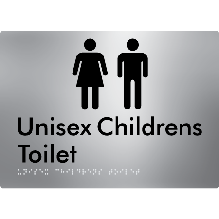 Braille Sign Unisex Childrens Toilet - Braille Tactile Signs Aust. - BTS355-aliS - Custom Signs - Fast Shipping - High Quality - Australian Made &amp; Owned