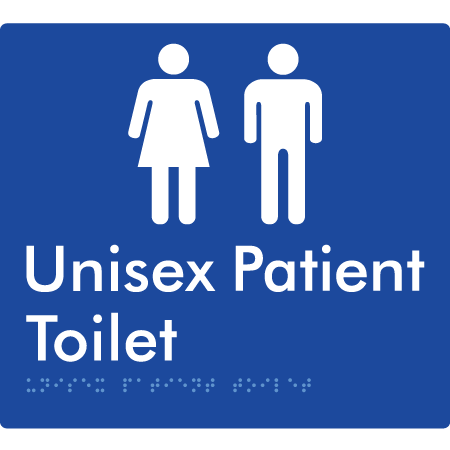 Braille Sign Unisex Patient Toilet - Braille Tactile Signs Aust. - BTS352-blu - Custom Signs - Fast Shipping - High Quality - Australian Made &amp; Owned