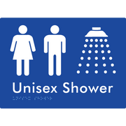 Braille Sign Unisex Shower - Braille Tactile Signs Aust. - BTS08n-blu - Custom Signs - Fast Shipping - High Quality - Australian Made &amp; Owned