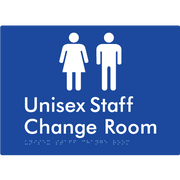 Braille Sign Unisex Staff Change Room - Braille Tactile Signs Aust. - BTS344-blu - Custom Signs - Fast Shipping - High Quality - Australian Made &amp; Owned