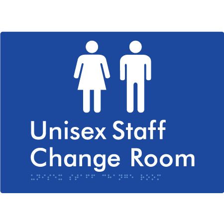 Braille Sign Unisex Staff Change Room - Braille Tactile Signs Aust. - BTS344-blu - Custom Signs - Fast Shipping - High Quality - Australian Made &amp; Owned