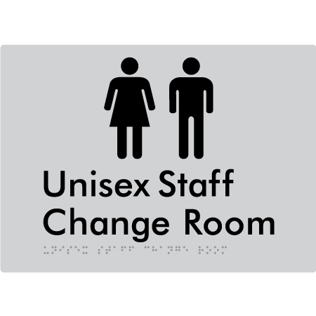 Braille Sign Unisex Staff Change Room - Braille Tactile Signs Aust. - BTS344-slv - Custom Signs - Fast Shipping - High Quality - Australian Made &amp; Owned