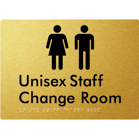 Braille Sign Unisex Staff Change Room - Braille Tactile Signs Aust. - BTS344-aliG - Custom Signs - Fast Shipping - High Quality - Australian Made &amp; Owned