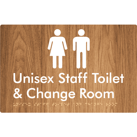 Braille Sign Unisex Staff Toilet & Change Room - Braille Tactile Signs Aust. - BTS388-wdg - Custom Signs - Fast Shipping - High Quality - Australian Made &amp; Owned