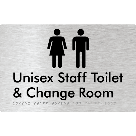 Braille Sign Unisex Staff Toilet & Change Room - Braille Tactile Signs Aust. - BTS388-aliB - Custom Signs - Fast Shipping - High Quality - Australian Made &amp; Owned