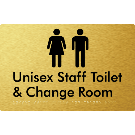 Braille Sign Unisex Staff Toilet & Change Room - Braille Tactile Signs Aust. - BTS388-aliG - Custom Signs - Fast Shipping - High Quality - Australian Made &amp; Owned