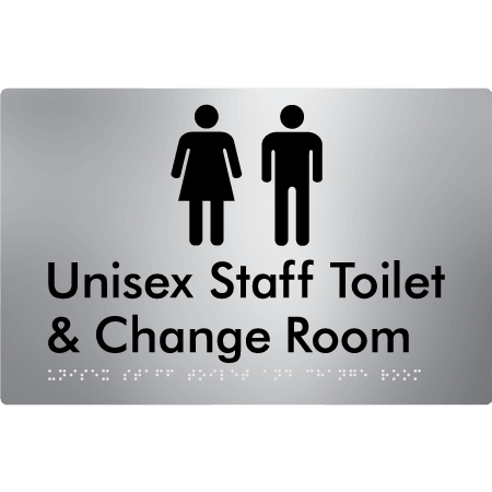 Braille Sign Unisex Staff Toilet & Change Room - Braille Tactile Signs Aust. - BTS388-aliS - Custom Signs - Fast Shipping - High Quality - Australian Made &amp; Owned