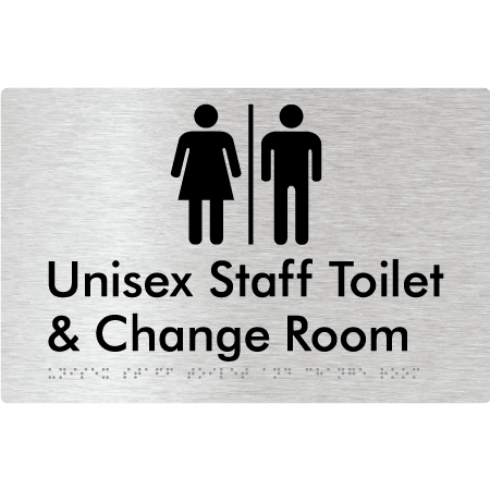 Braille Sign Unisex Staff Toilet & Change Room with Air Lock - Braille Tactile Signs Aust. - BTS388-AL-aliB - Custom Signs - Fast Shipping - High Quality - Australian Made &amp; Owned