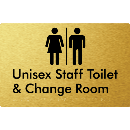 Braille Sign Unisex Staff Toilet & Change Room with Air Lock - Braille Tactile Signs Aust. - BTS388-AL-aliG - Custom Signs - Fast Shipping - High Quality - Australian Made &amp; Owned