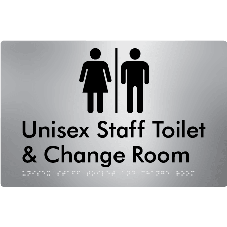 Braille Sign Unisex Staff Toilet & Change Room with Air Lock - Braille Tactile Signs Aust. - BTS388-AL-aliS - Custom Signs - Fast Shipping - High Quality - Australian Made &amp; Owned