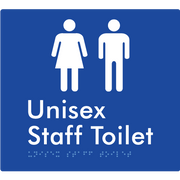 Braille Sign Unisex Staff Toilet - Braille Tactile Signs Aust. - BTS42n-blu - Custom Signs - Fast Shipping - High Quality - Australian Made &amp; Owned