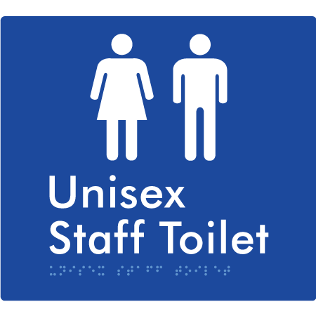 Braille Sign Unisex Staff Toilet - Braille Tactile Signs Aust. - BTS42n-blu - Custom Signs - Fast Shipping - High Quality - Australian Made &amp; Owned