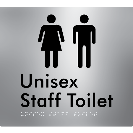 Braille Sign Unisex Staff Toilet - Braille Tactile Signs Aust. - BTS42n-aliS - Custom Signs - Fast Shipping - High Quality - Australian Made &amp; Owned