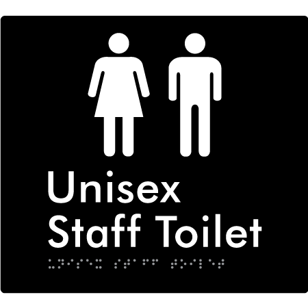 Braille Sign Unisex Staff Toilet - Braille Tactile Signs Aust. - BTS42n-blk - Custom Signs - Fast Shipping - High Quality - Australian Made &amp; Owned