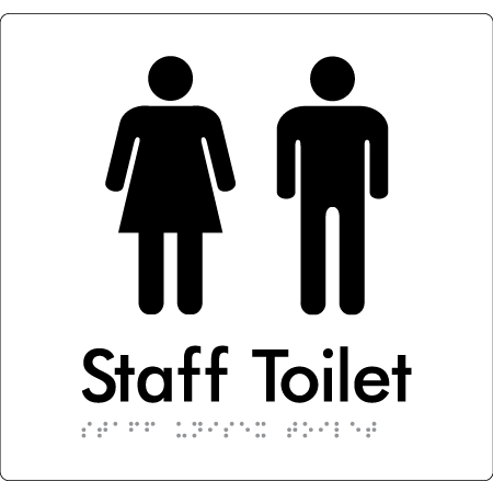 Braille Sign Unisex Staff Toilet - Braille Tactile Signs Aust. - BTS42n-wht - Custom Signs - Fast Shipping - High Quality - Australian Made &amp; Owned