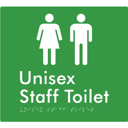 Braille Sign Unisex Staff Toilet - Braille Tactile Signs Aust. - BTS42n-grn - Custom Signs - Fast Shipping - High Quality - Australian Made &amp; Owned