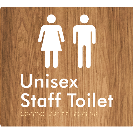 Braille Sign Unisex Staff Toilet - Braille Tactile Signs Aust. - BTS42n-wdg - Custom Signs - Fast Shipping - High Quality - Australian Made &amp; Owned