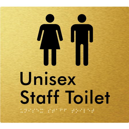 Braille Sign Unisex Staff Toilet - Braille Tactile Signs Aust. - BTS42n-aliG - Custom Signs - Fast Shipping - High Quality - Australian Made &amp; Owned