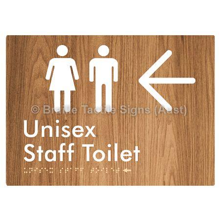 Braille Sign Unisex Staff Toilet w/ Large Arrow: - Braille Tactile Signs (Aust) - BTS42n->L-wdg - Fully Custom Signs - Fast Shipping - High Quality - Australian Made &amp; Owned