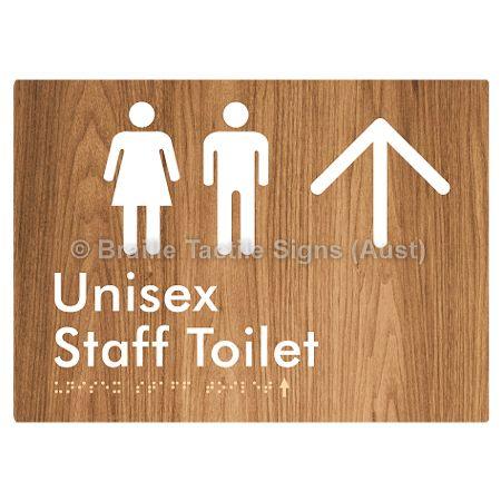 Braille Sign Unisex Staff Toilet w/ Large Arrow: - Braille Tactile Signs (Aust) - BTS42n->U-wdg - Fully Custom Signs - Fast Shipping - High Quality - Australian Made &amp; Owned