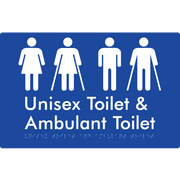 Braille Sign Unisex Toilet & Ambulant Toilet - Braille Tactile Signs Aust. - BTS404-blu - Custom Signs - Fast Shipping - High Quality - Australian Made &amp; Owned