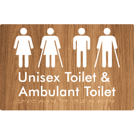 Braille Sign Unisex Toilet & Ambulant Toilet - Braille Tactile Signs Aust. - BTS404-wdg - Custom Signs - Fast Shipping - High Quality - Australian Made &amp; Owned