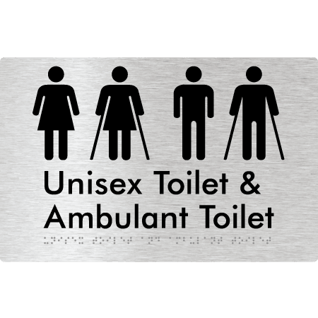 Braille Sign Unisex Toilet & Ambulant Toilet - Braille Tactile Signs Aust. - BTS404-aliB - Custom Signs - Fast Shipping - High Quality - Australian Made &amp; Owned