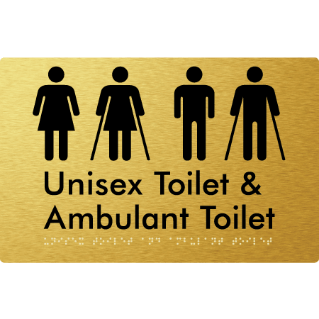 Braille Sign Unisex Toilet & Ambulant Toilet - Braille Tactile Signs Aust. - BTS404-aliG - Custom Signs - Fast Shipping - High Quality - Australian Made &amp; Owned