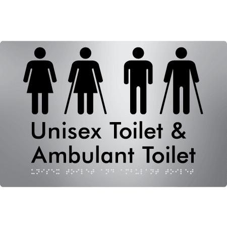 Braille Sign Unisex Toilet & Ambulant Toilet - Braille Tactile Signs Aust. - BTS404-aliS - Custom Signs - Fast Shipping - High Quality - Australian Made &amp; Owned