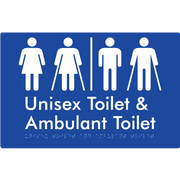 Braille Sign Unisex Toilet & Ambulant Toilet with Air Lock - Braille Tactile Signs Aust. - BTS404-AL-blu - Custom Signs - Fast Shipping - High Quality - Australian Made &amp; Owned