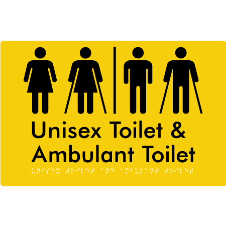 Braille Sign Unisex Toilet & Ambulant Toilet with Air Lock - Braille Tactile Signs Aust. - BTS404-AL-yel - Custom Signs - Fast Shipping - High Quality - Australian Made &amp; Owned