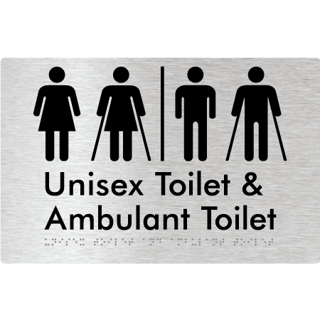 Braille Sign Unisex Toilet & Ambulant Toilet with Air Lock - Braille Tactile Signs Aust. - BTS404-AL-aliB - Custom Signs - Fast Shipping - High Quality - Australian Made &amp; Owned