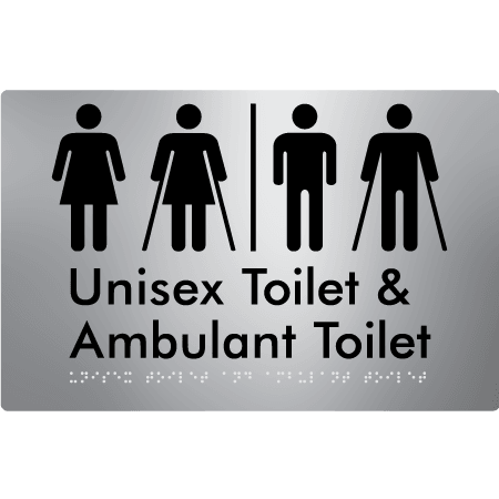 Braille Sign Unisex Toilet & Ambulant Toilet with Air Lock - Braille Tactile Signs Aust. - BTS404-AL-aliS - Custom Signs - Fast Shipping - High Quality - Australian Made &amp; Owned